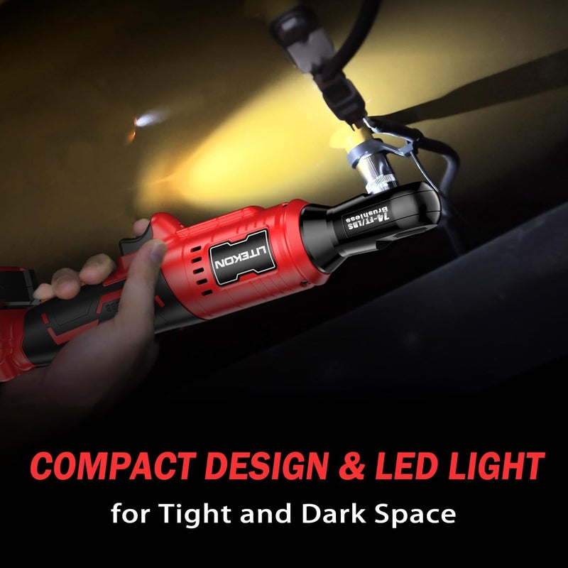 LITEKON Cordless Ratchet Wrench Set Compatible with Mil-Waukee 20V Max Battery (No Battery) - 74Ft-lbs 650 RPM High Power 3/8-inch Brushless Electric Power Ratchet Wrench Tool with LED Light - Image 5